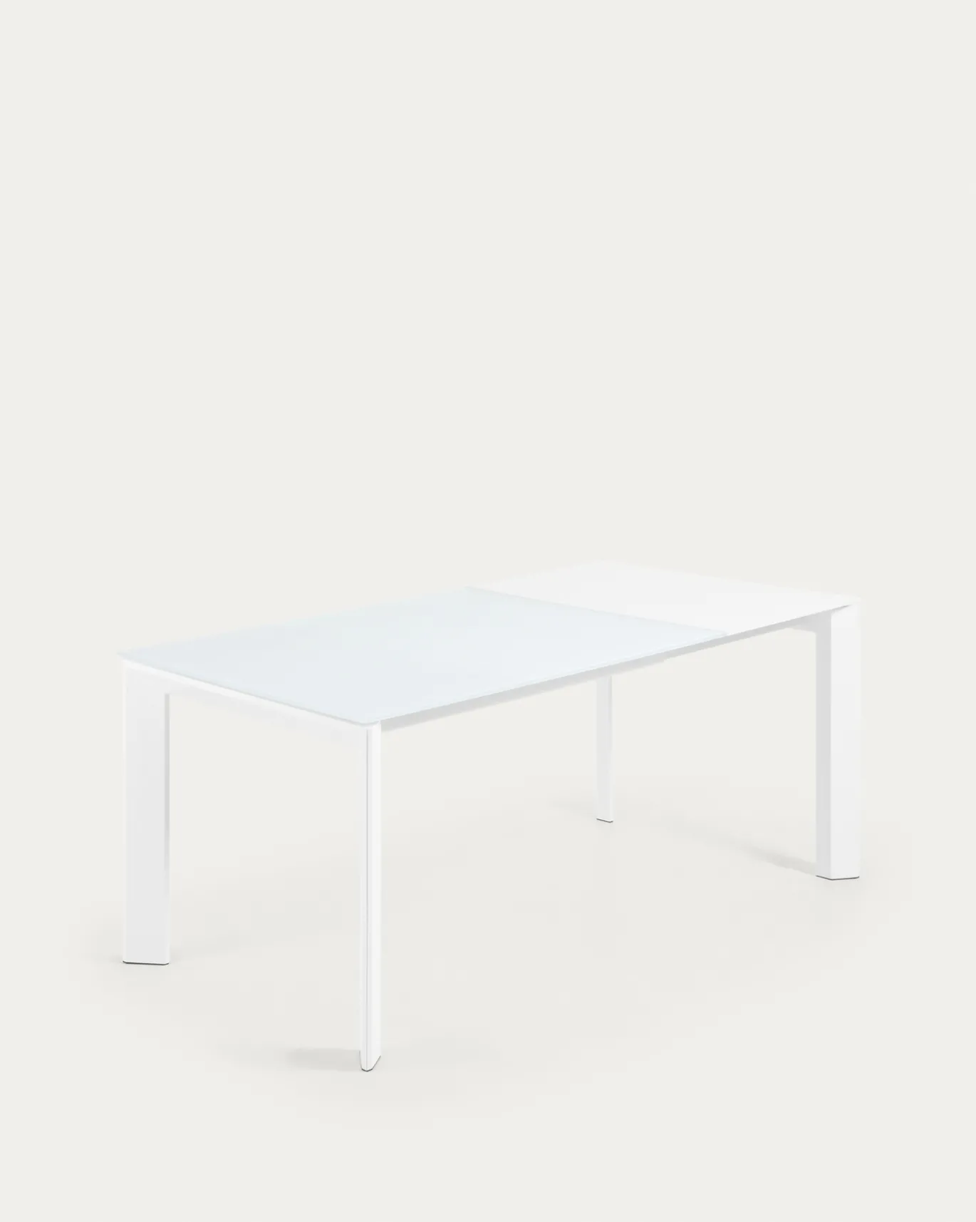 Kave Home Uitschuifbare Tafel Axis Wit Glas 120-180cm
