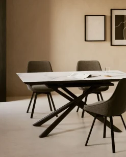 Kave Home Uitschuifbare Tafel Theone Wit Porselein 160 (210)x90cm