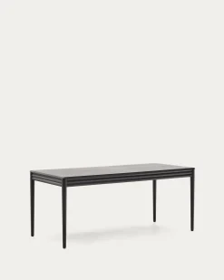 Kave Home Uitschuifbare Tafel Lenon Eikenfineer Zwart 160(240)x90cm