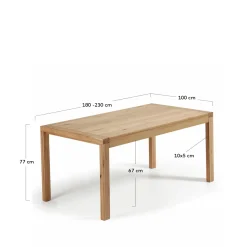 Kave Home Uitschuifbare Tafel Briva Eikenfineer Naturel 180 (230)x90cm