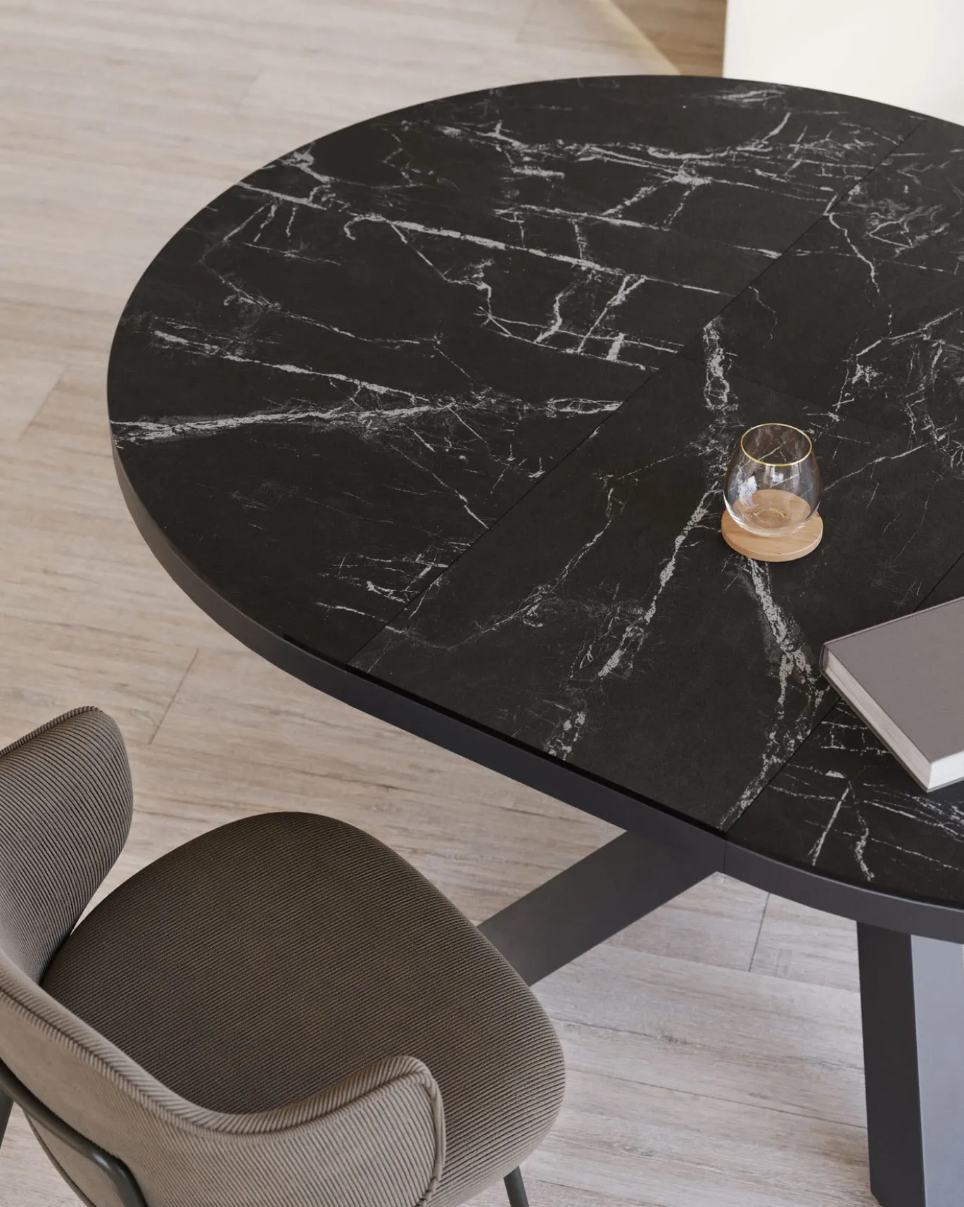 Kave Home Uitschuifbare Tafel Milian Rond Ø120 (200)x75cm