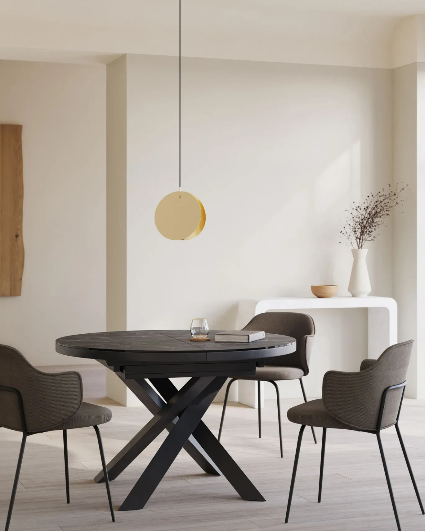 Kave Home Uitschuifbare Tafel Milian Rond Ø120 (200)x75cm