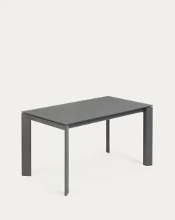 Kave Home Uitschuifbare Tafel Axis Glas Donkergrijs 140-200cm