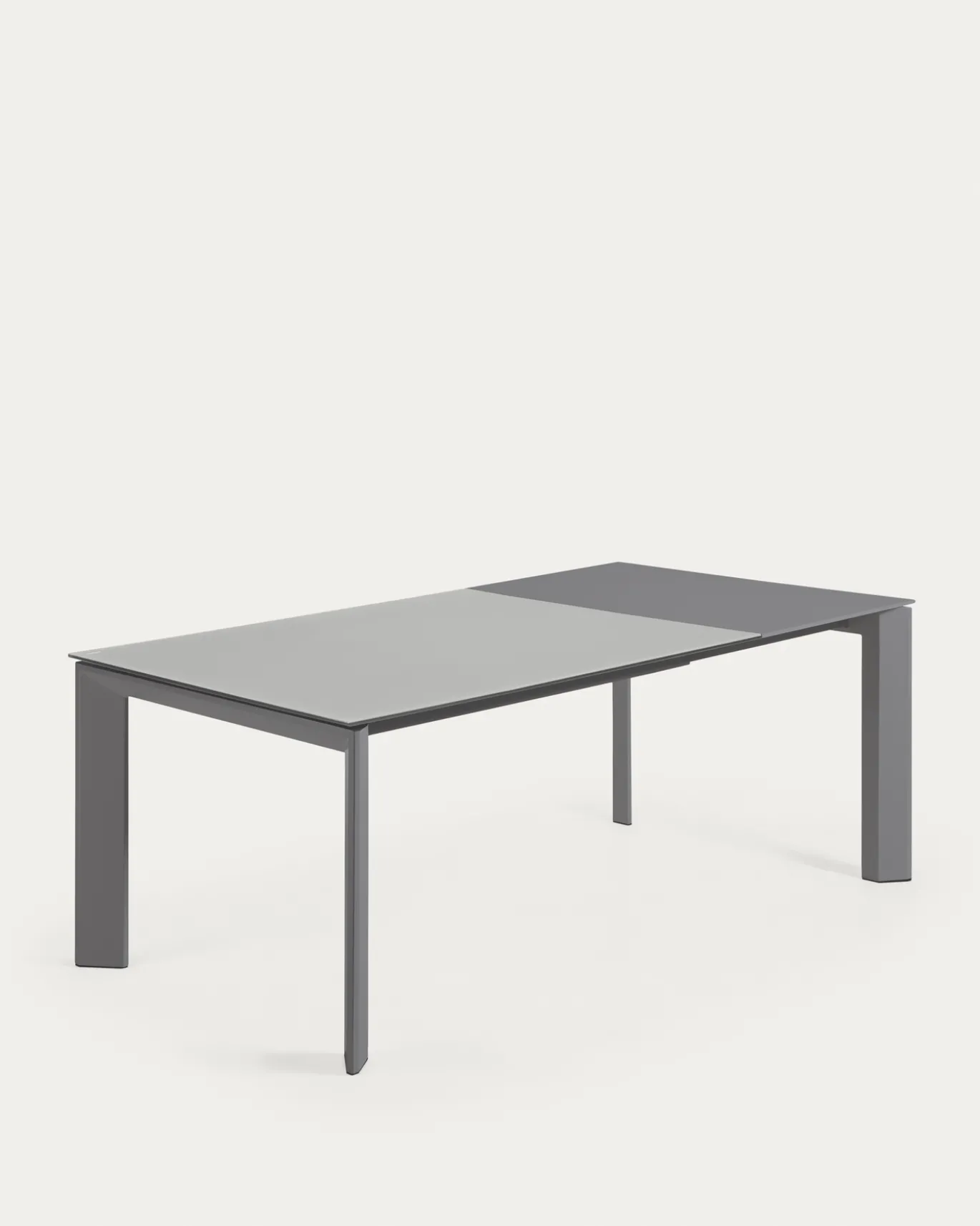 Kave Home Uitschuifbare Tafel Axis Glas Donkergrijs 140-200cm