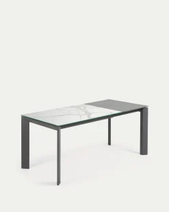 Kave Home Uitschuifbare Tafel Axis Porselein Wit/donkergrijs 120 (180)cm