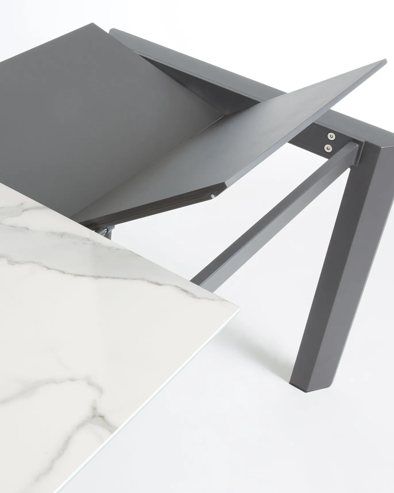 Kave Home Uitschuifbare Tafel Axis Porselein Wit/donkergrijs 120 (180)cm