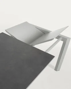 Kave Home Uitschuifbare Tafel Axis Porselein/Vulcano Roca met Grijze Poten 120-180cm