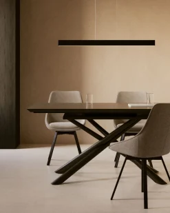 Kave Home Uitschuifbare Tafel Theone Zwart Glas 160 (210)x90cm