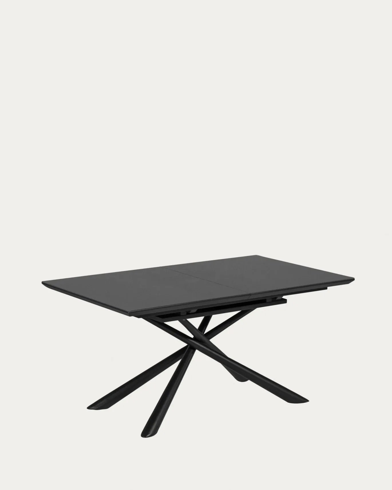 Kave Home Uitschuifbare Tafel Theone Zwart Glas 160 (210)x90cm