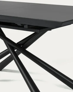 Kave Home Uitschuifbare Tafel Theone Zwart Glas 160 (210)x90cm
