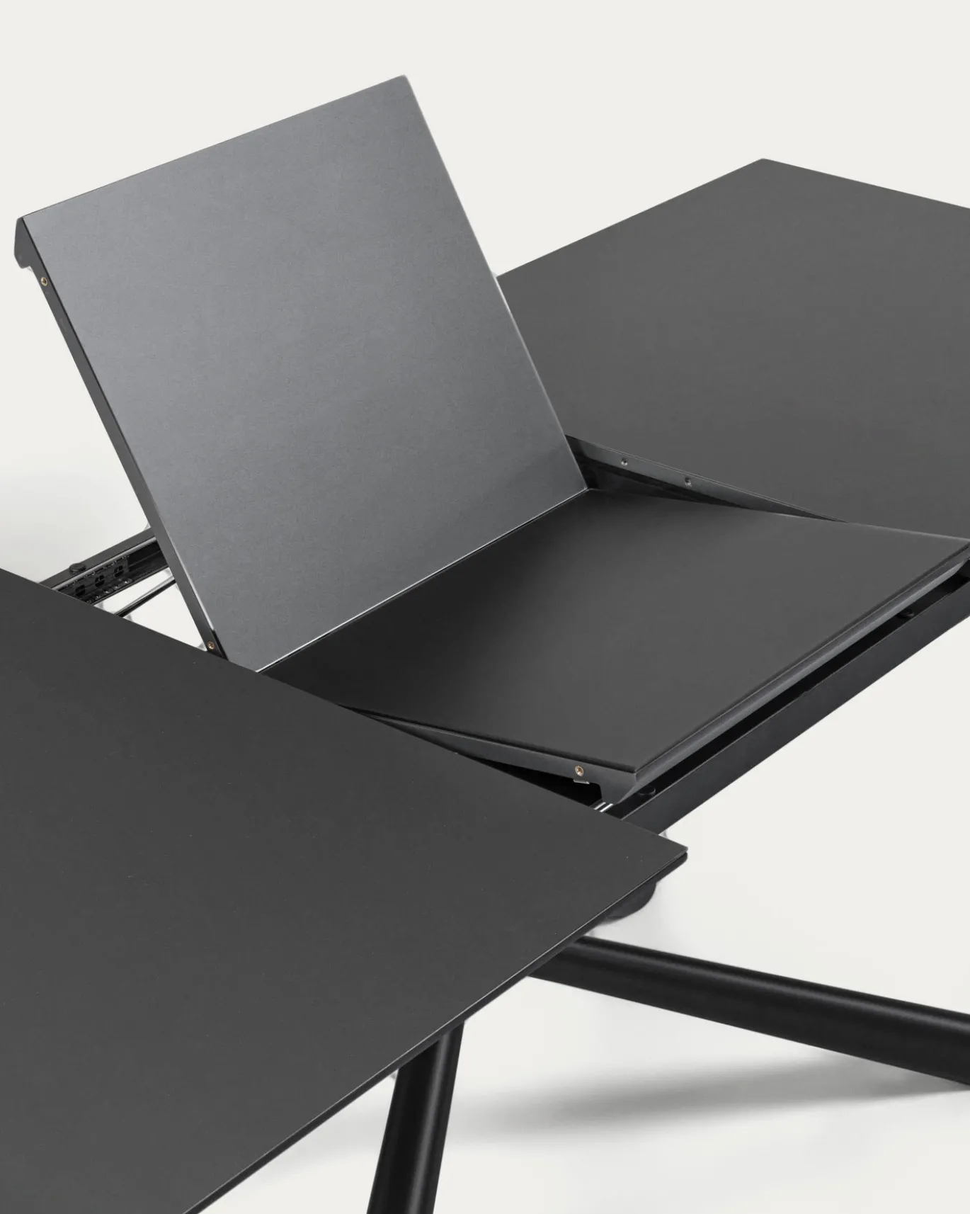 Kave Home Uitschuifbare Tafel Theone Zwart Glas 160 (210)x90cm