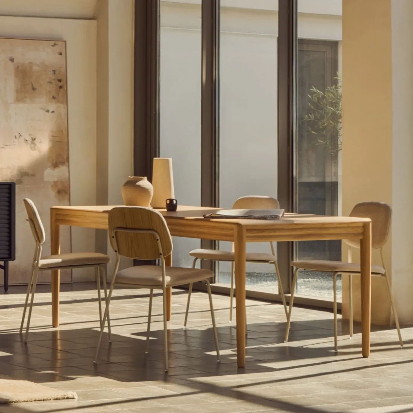 Kave Home Uitschuifbare Tafel Lenon Eikenfineer Naturel 160(200)x90cm