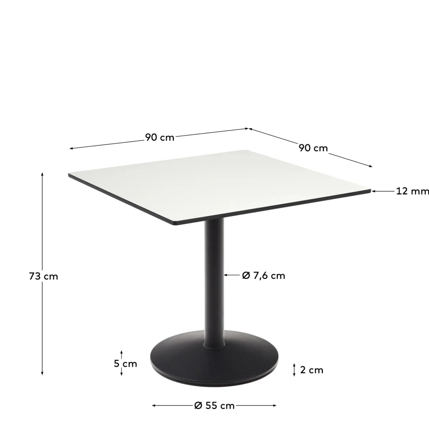 Kave Home Vierkante Bistrotafel Esilda Wit 90x90x70cm