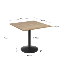 Kave Home Vierkante Bistrotafel Esilda Naturel 90x90x70cm