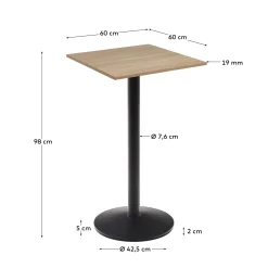 Kave Home Vierkante Bistrotafel Esilda Naturel Hoog 60x60x96cm