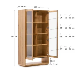 Kave Home Vitrinekast Alguema Eikenfineer Naturel 100x185cm
