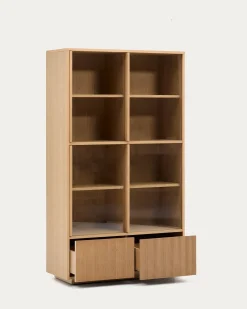 Kave Home Vitrinekast Helvine Eikenfineer En Gehard Glas 100x174cm