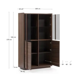 Kave Home Vitrinekast Onix Walnoot 100x170cm