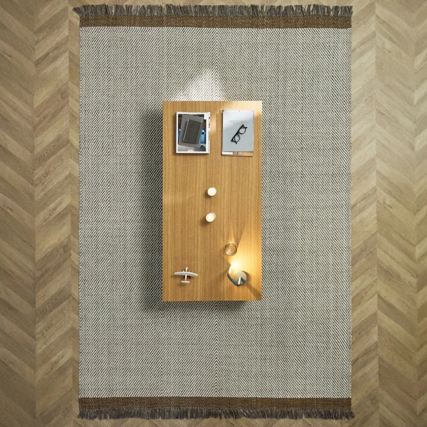 Kave Home Vloerkleed Brina Beige Wol Visgraat-jacquardmotief 300x200cm