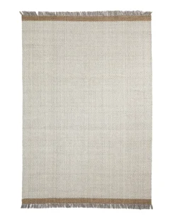 Kave Home Vloerkleed Brina Beige Wol Visgraat-jacquardmotief 300x200cm