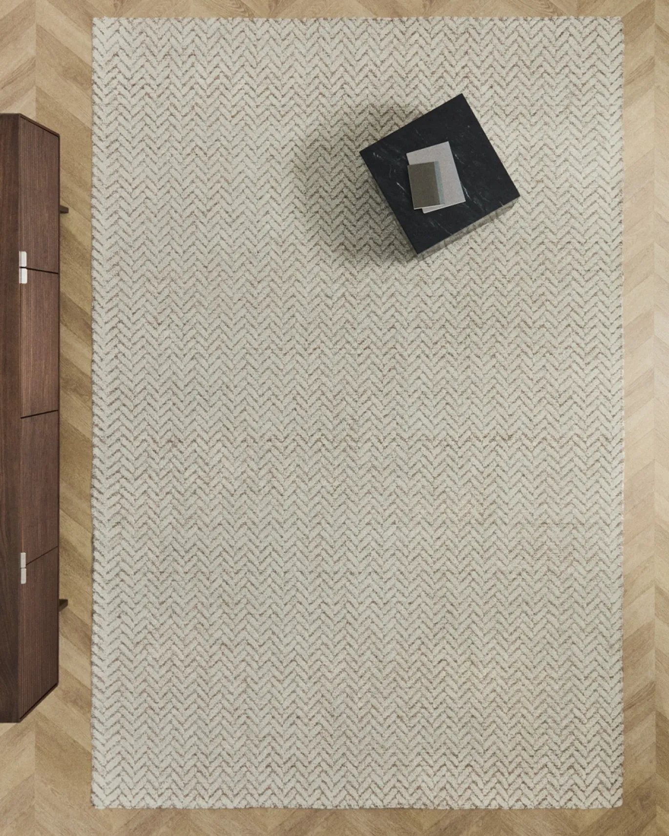 Kave Home Vloerkleed Calira Beige Wol Gevlochten Jacquardmotief 300x200cm