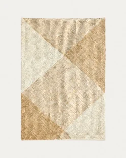 Kave Home Vloerkleed Maelan Geruit Naturel Jute en Katoen 160x230cm