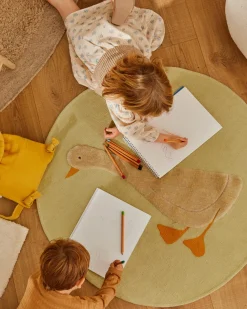 Kave Home Vloerkleed Milu Katoen Groene Gans Ø100cm