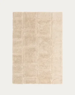 Kave Home Vloerkleed Nak Wol Jacquard Ecru 160x230cm