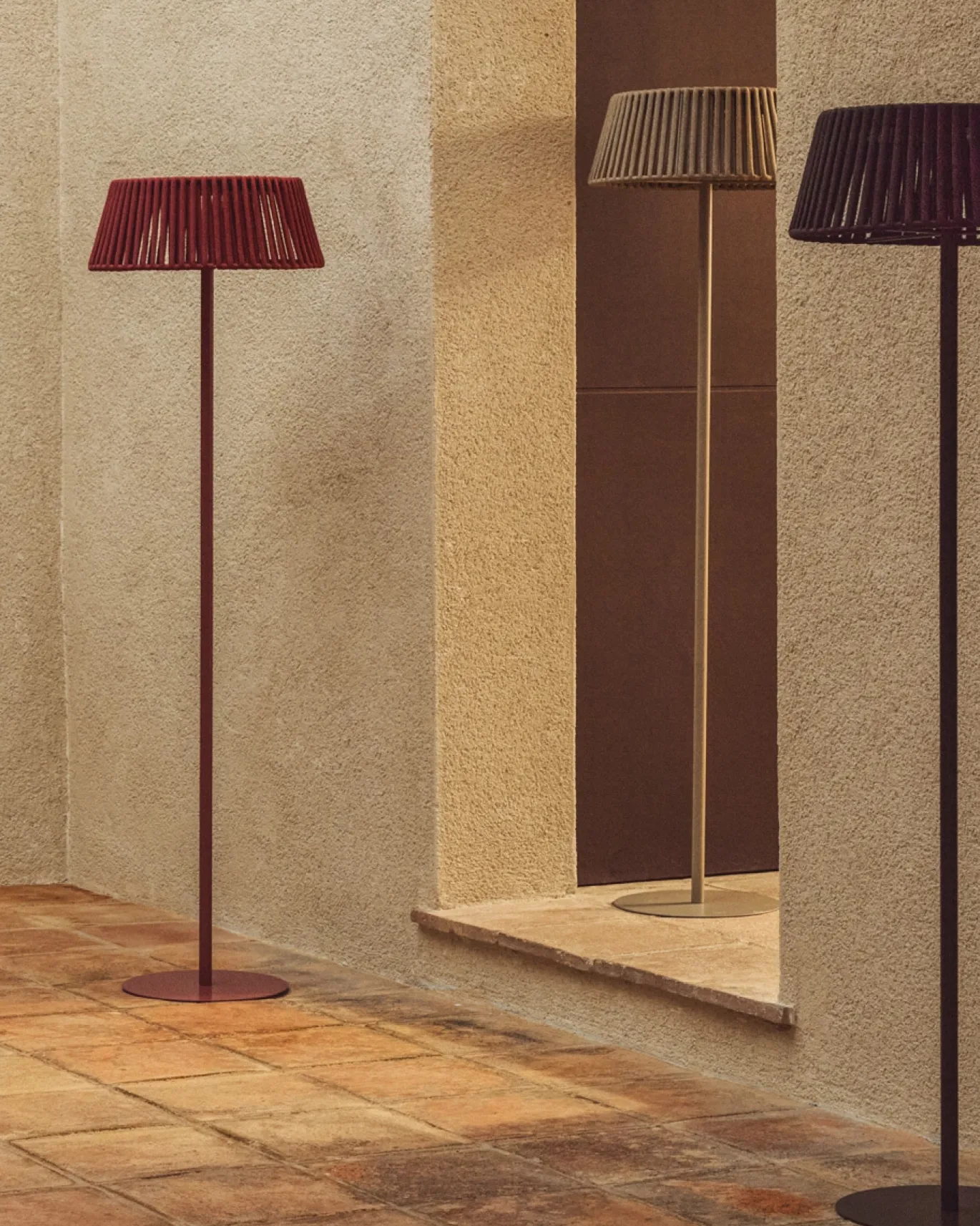 Kave Home Vloerlamp Aldet Outdoor Touw Metaal Bruin Ø46cm