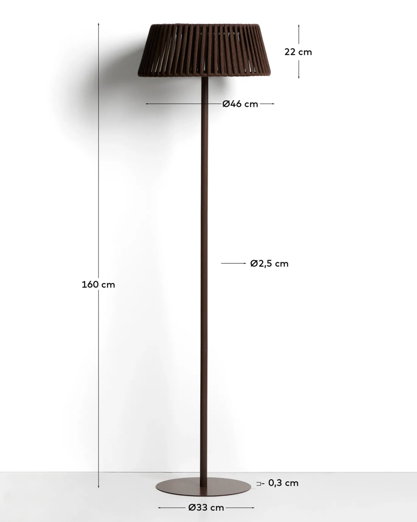 Kave Home Vloerlamp Aldet Outdoor Touw Metaal Bruin Ø46cm