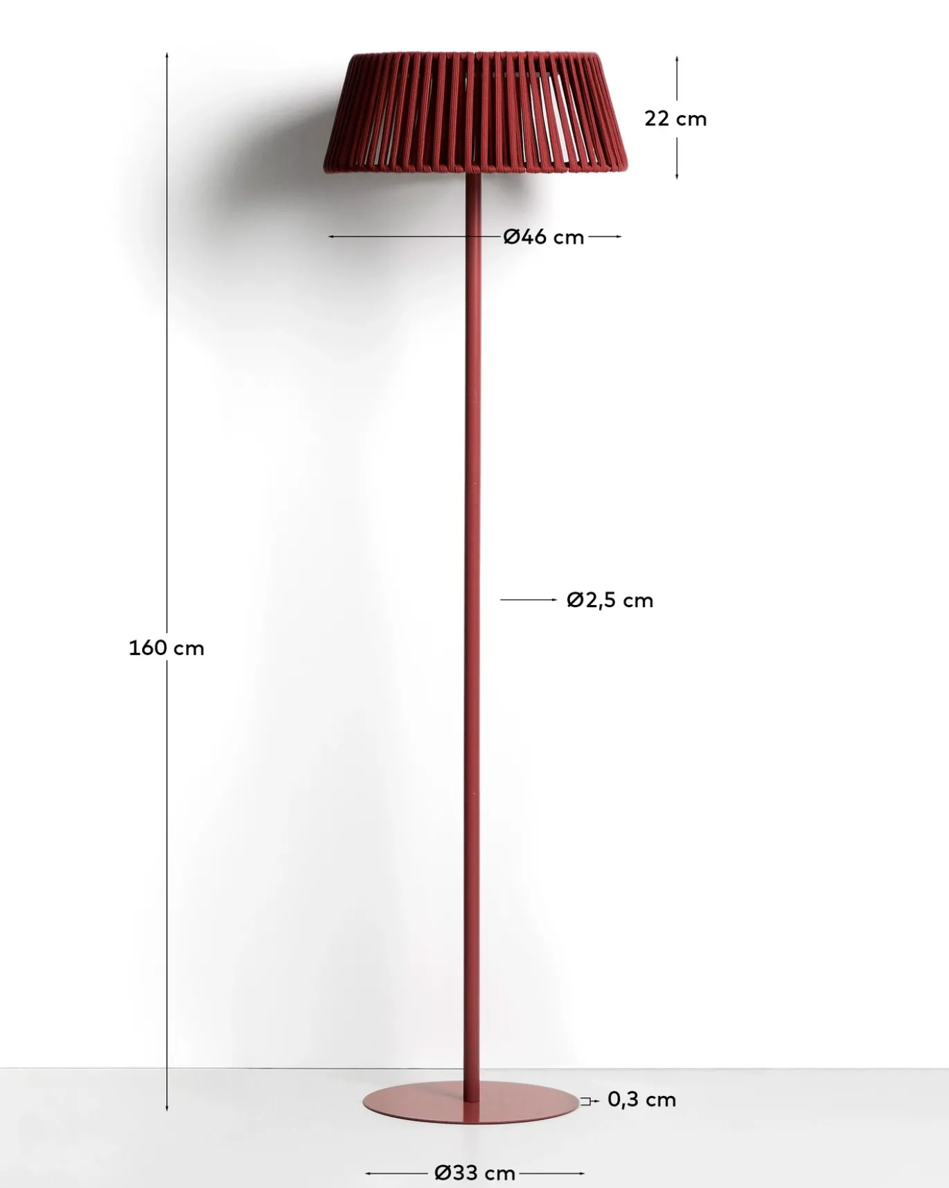 Kave Home Vloerlamp Aldet Outdoor Touw Metaal Terracotta Ø46cm