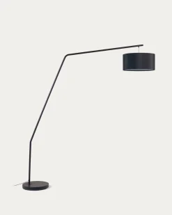 Kave Home Vloerlamp Ciana Metaal Zwarte Finish en Katoenen Kap