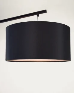 Kave Home Vloerlamp Ciana Metaal Zwarte Finish en Katoenen Kap