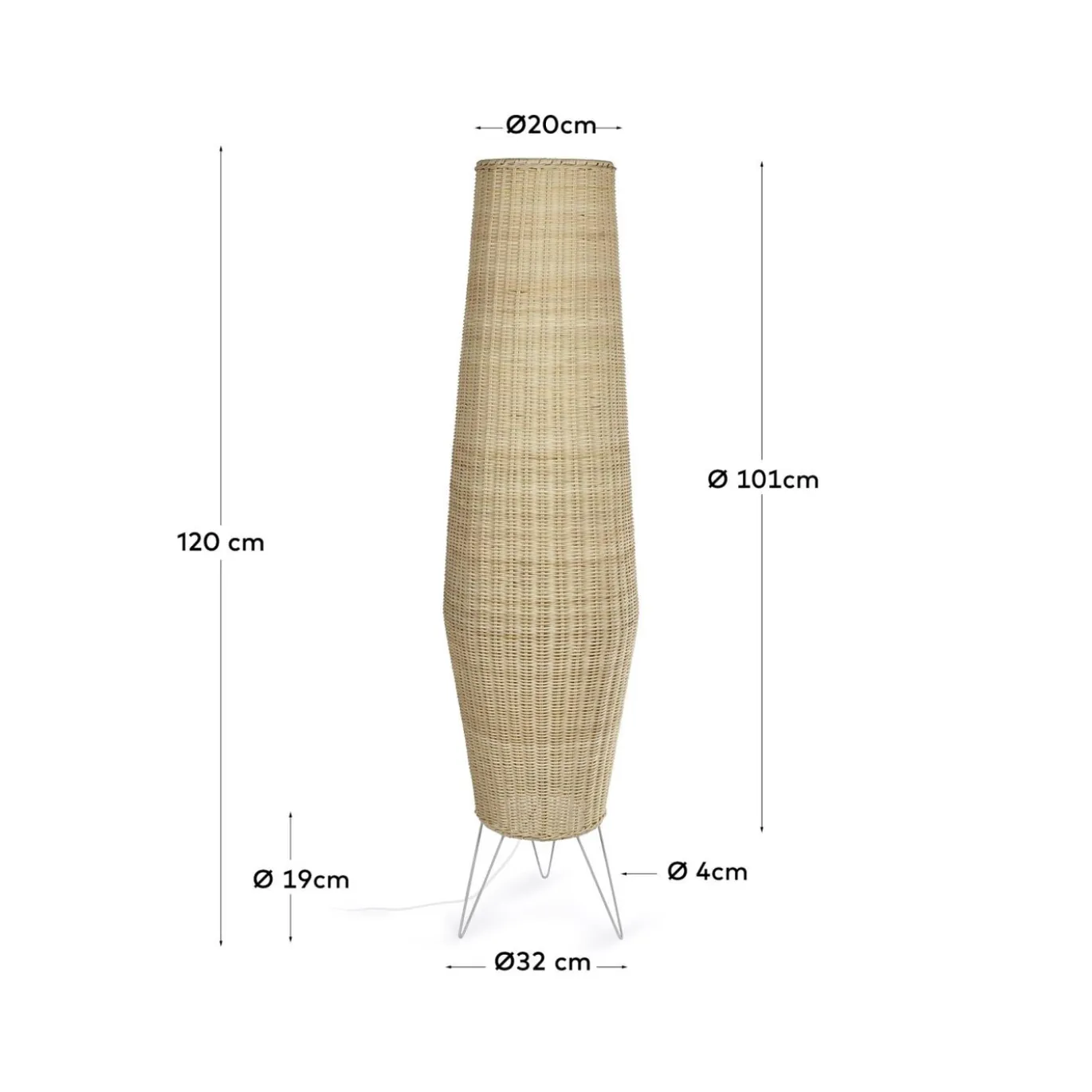 Kave Home Vloerlamp Kamaria Groot Rotan Natuurlijke Finish