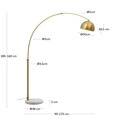 Kave Home Vloerlamp Madali Metaal Messing