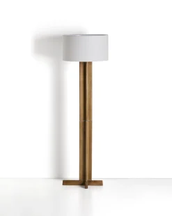 Kave Home Vloerlamp Niani Rubberhout Naturel Katoen