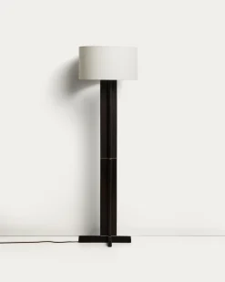 Kave Home Vloerlamp Niani Rubberhout Donkerbruin Katoen