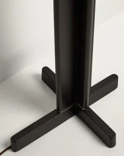 Kave Home Vloerlamp Niani Rubberhout Donkerbruin Katoen