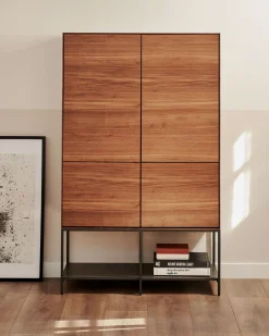 Kave Home Wandkast Vedrana 4-deurs Walnoot 97,5x160cm