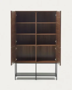 Kave Home Wandkast Vedrana 4-deurs Walnoot 97,5x160cm