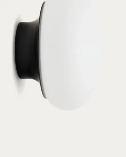 Kave Home Wandlamp Bamila Rookglas En Zwart Metaal Ø15cm