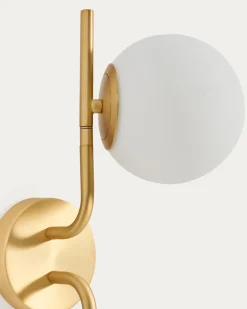 Kave Home Wandlamp Brisia Metaal Messing Glas Ø15cm