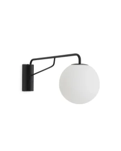 Kave Home Wandlamp Eilo Zwart Staal en Gepolijst Glas