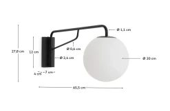 Kave Home Wandlamp Eilo Zwart Staal en Gepolijst Glas