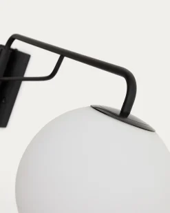 Kave Home Wandlamp Eilo Zwart Staal en Gepolijst Glas