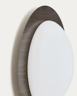 Kave Home Wandlamp Novae Geborsteld RVS Bruin en Gepolijst Glas Ø40cm