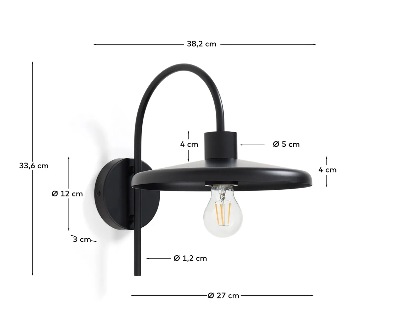 Kave Home Wandlamp Nuvira Gesatineerd Zwart Metaal