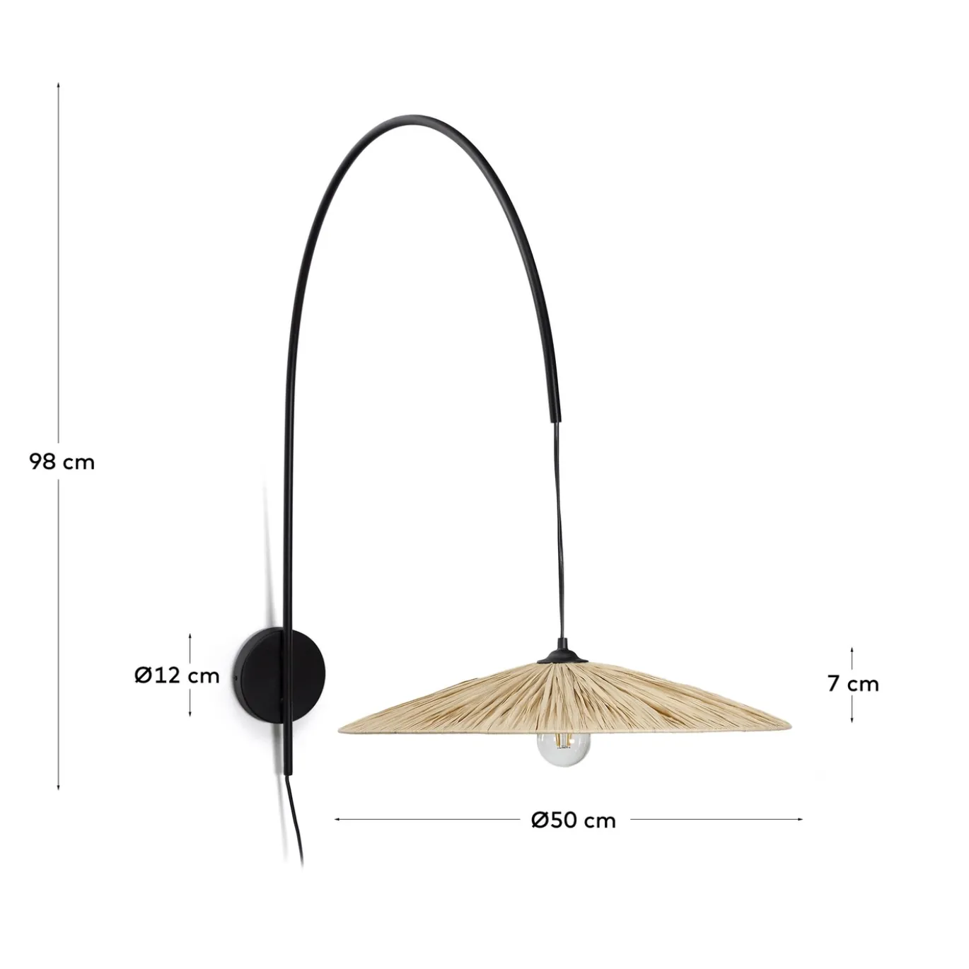 Kave Home Wandlamp Rosella Naturel Raffia