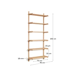 Kave Home Wandrek Modulair Sitra 6 Planken Eikenhout 90cm