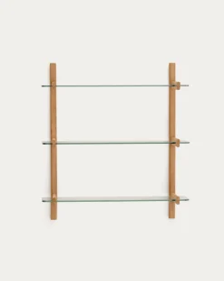 Kave Home Wandrek Sitra Modulair 3-glazen Planken Eikenhout 90cm